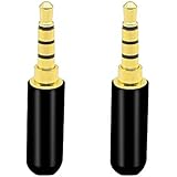 PNGKNYOCN 3,5 mm Audio-Lötstecker 3,5 mm 4-polig vergoldet, DIY-Audiokabel, Ersatz-Terminal-Stecker, unterstützt Mikrofon für Reparatur und Ersetzen von DIY-Stereo-Kopfhörern (2-Pack)